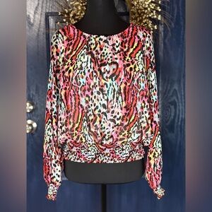 Marc New York Long Sleeve Smocked Blouse size Small